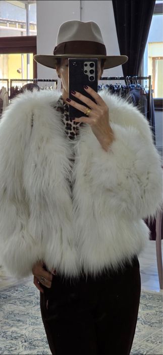 Jacheta Blana Naturala Vulpe Talie Unica