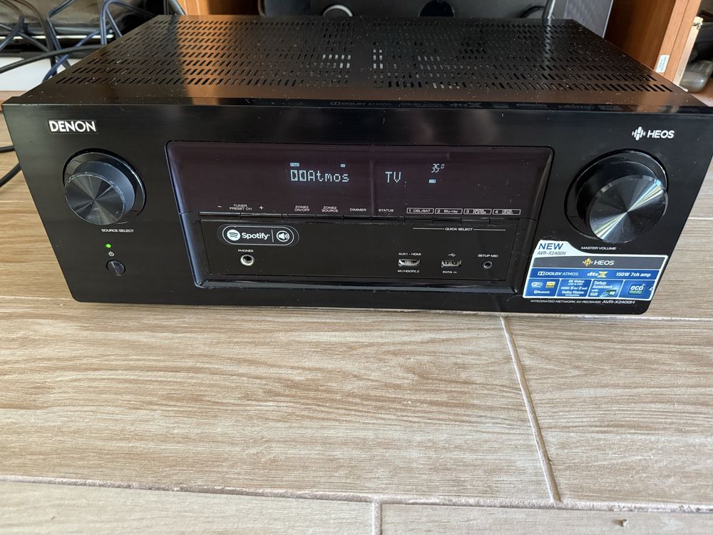 Denon AVR x2400h 7.2 канален 4K Аудио-видео ресивър с Dolby Atmos