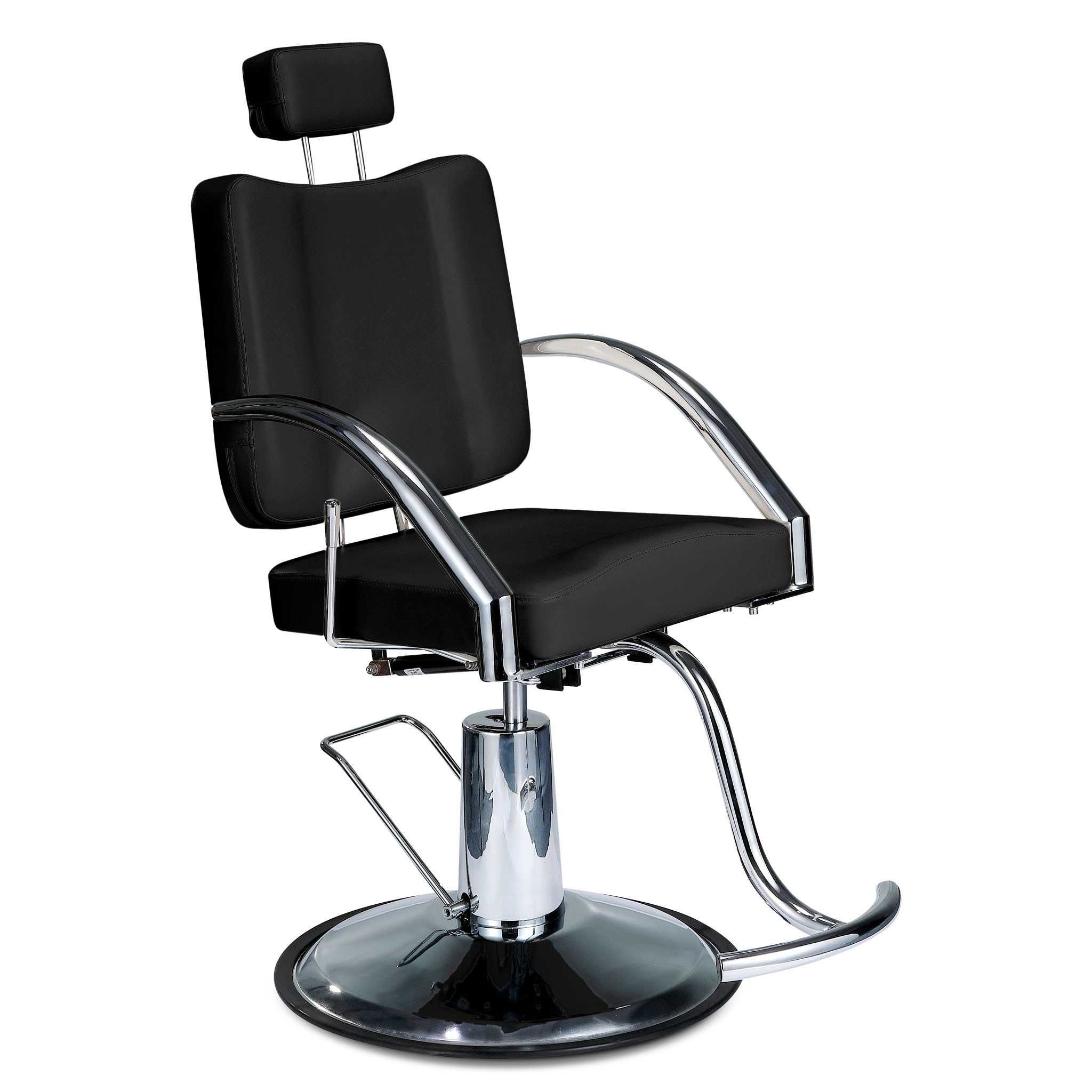 Хидравличен грим/фризьорски/бръснарски стол Silvia - черен/бял