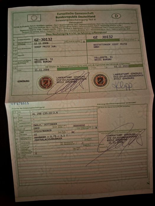 Vând remorca cu 2 axe de 2600 kg