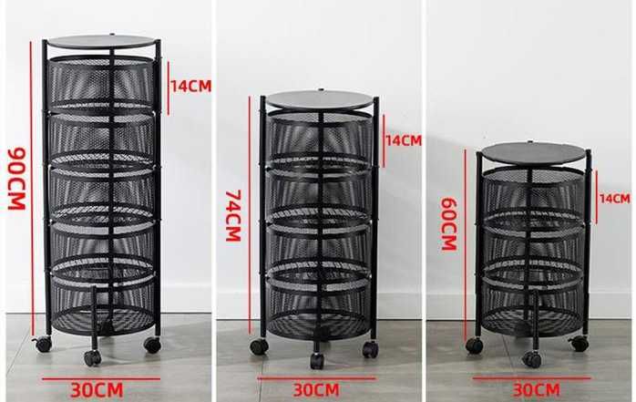 4-уровневая вращающаяся металлическая корзина – Премиум, черная, st2