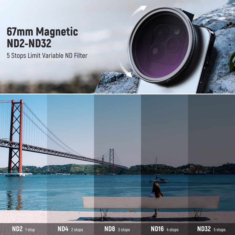 NEEWER Clip On 67mm ND2-32 Magnetic Lens Filter Kit