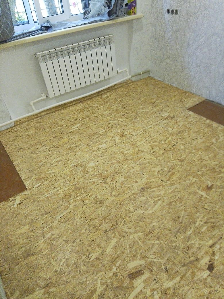 Настил OSB, линолеума.