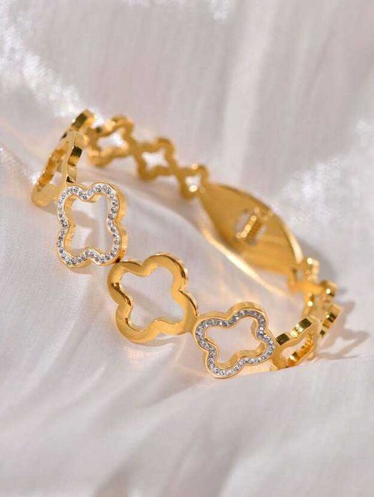 Елегантна гривна с детелини Van Cleef, двуцветен дизайн