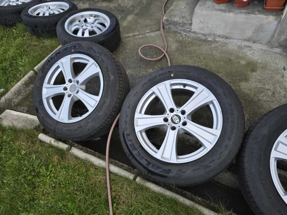 Jante aliaj KIA 5x114.3 + cauciucuri vara aproape noi 2024 235/60r18