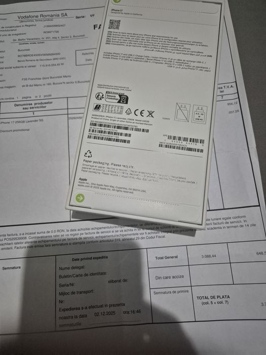 Iphone 17 256gb - Sigilat - Liber de retea - LAVANDER - Factura