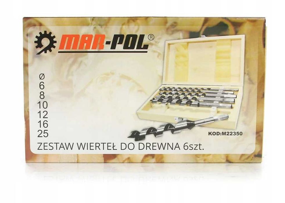Set 6 burghie lemn 6-25mm lungi 230mm (M22350)
