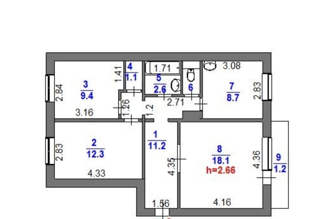 Продам 3х комнатную квартиру 6-86