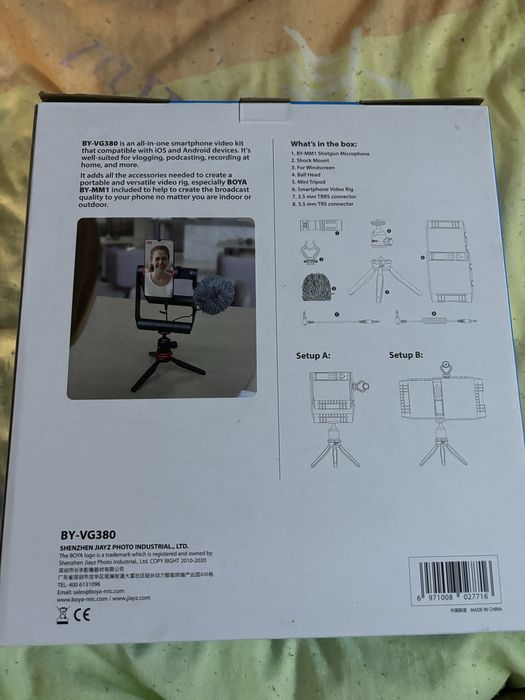 Kit vloging microfon cu stand telefon