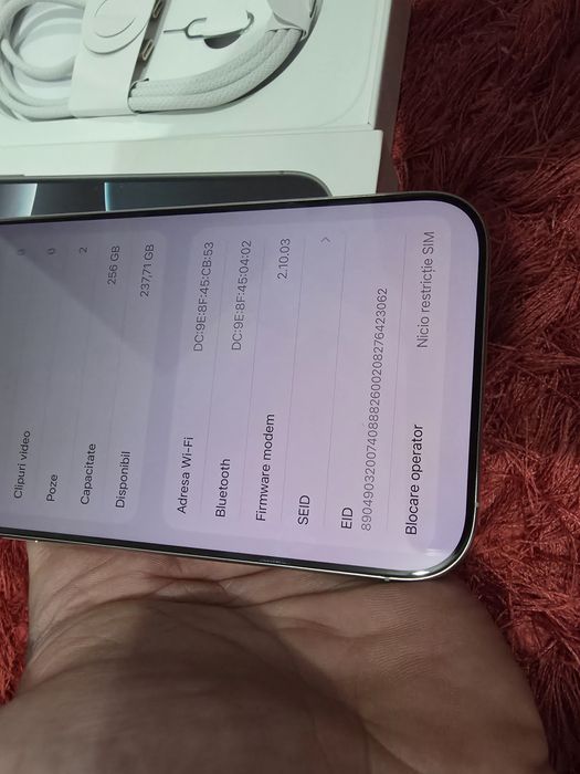 -Iphone 16Pro Max, ca Nou, 256Gb, 8Ram, Silver Titanium, ireprosabil,