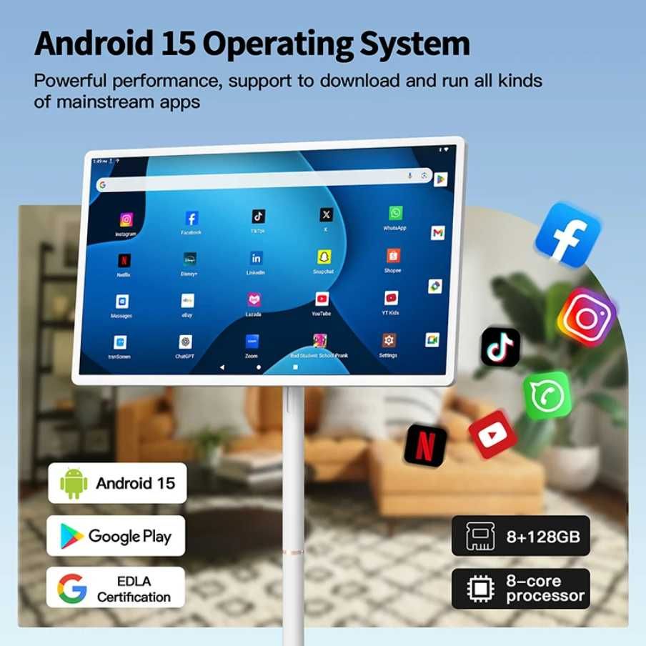 32 инча Портативен SMART TV Android 15, Touchscreen