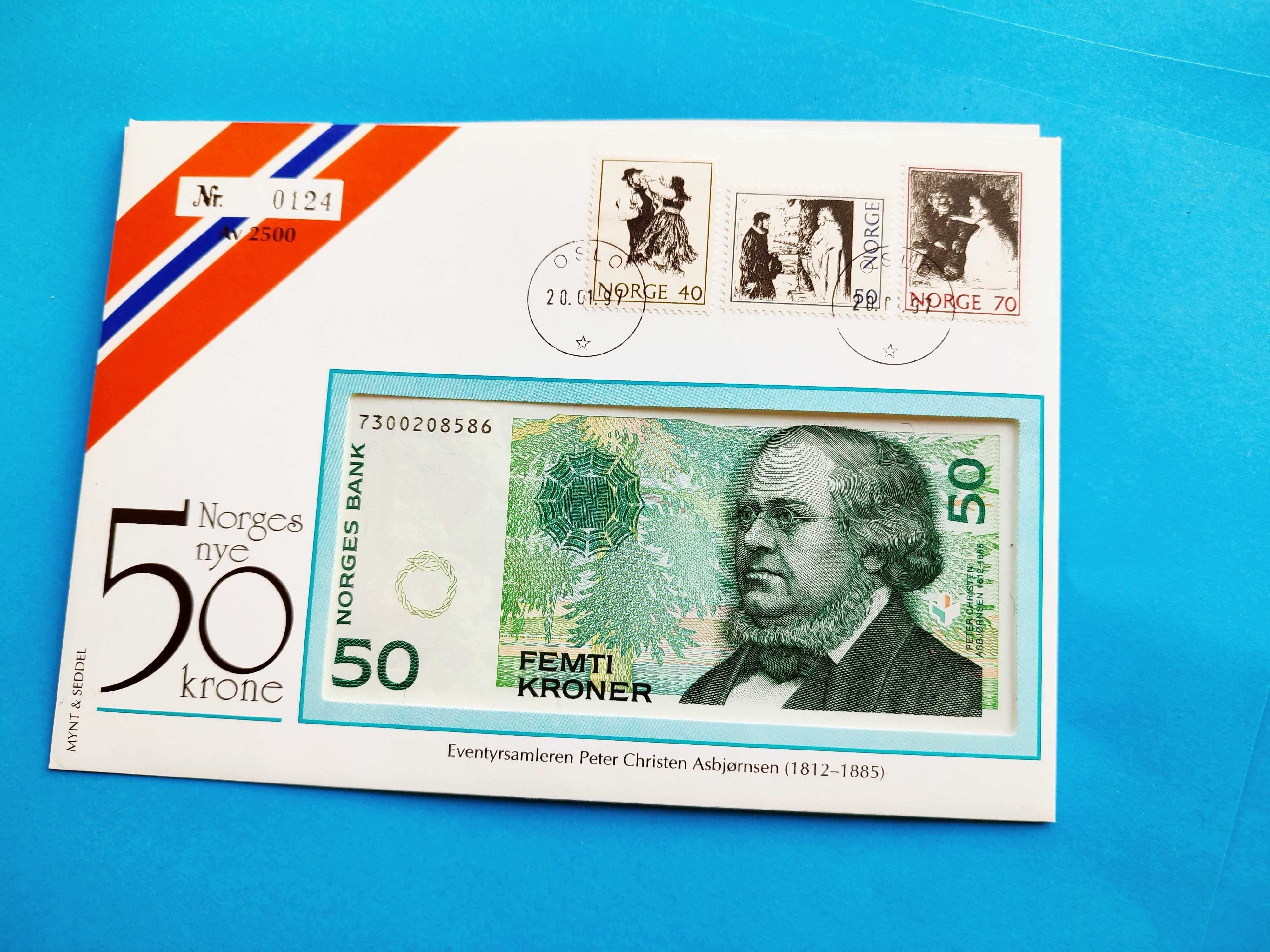 50 Kroner 1996 Norvegia-in plic de prezentare-