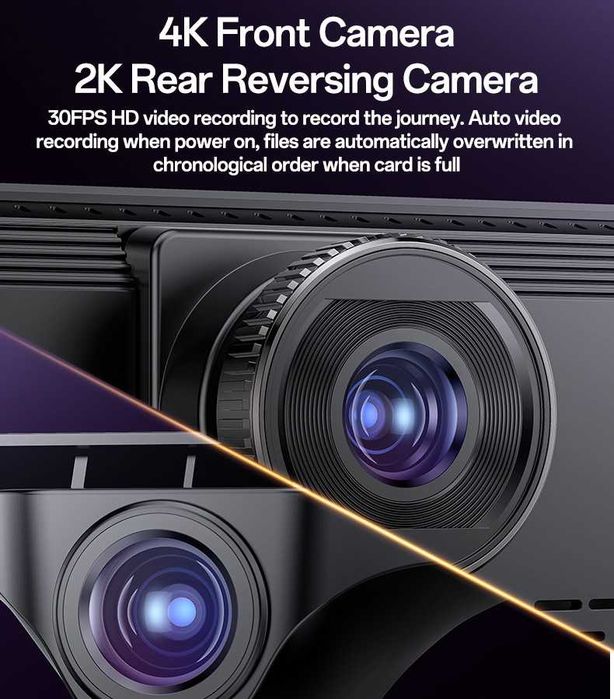 Видеорегистратор с CarPlay и две камери за твоя автомобил