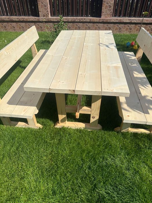 Set din lemn pentru grădină/ terasă/ foișor/ umbrar