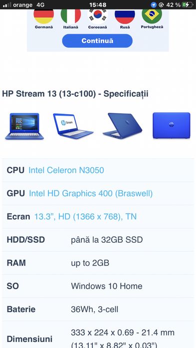 Toate HP Stream 13 (13-c100) configurații