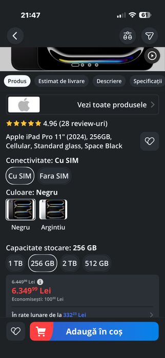 iPad Pro 11" (2024), M4, 256GB, Wi-Fi+cellular, space black, sigilat