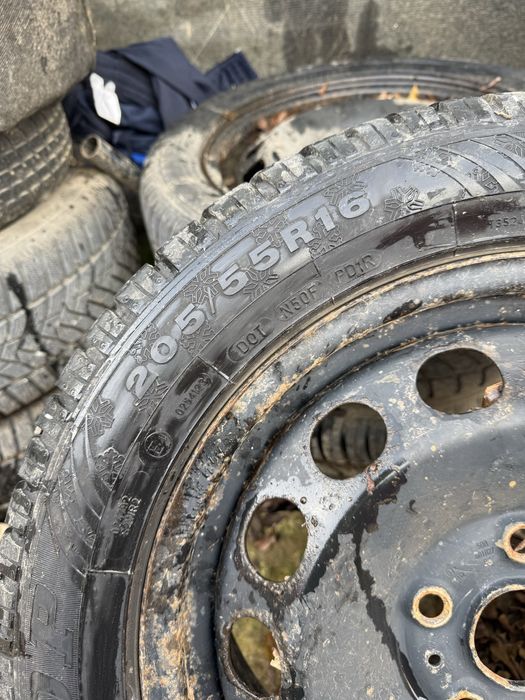 Set jante/roti otel VW 5x112 + anvelope Dunlop 205/55/r16