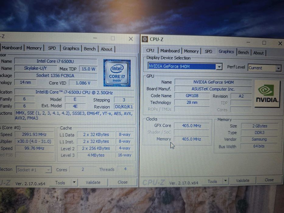 ASUS laptop – i7, 8GB, SSD 240GB, GeForce 940M