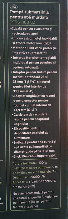 Vand pompa submersibila Parkside