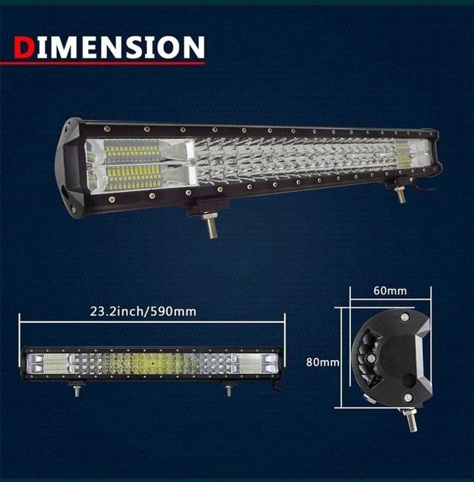 Led bar 23" 59cm 324W 3 randuri de led 7D, SUV, Atv, Jeep