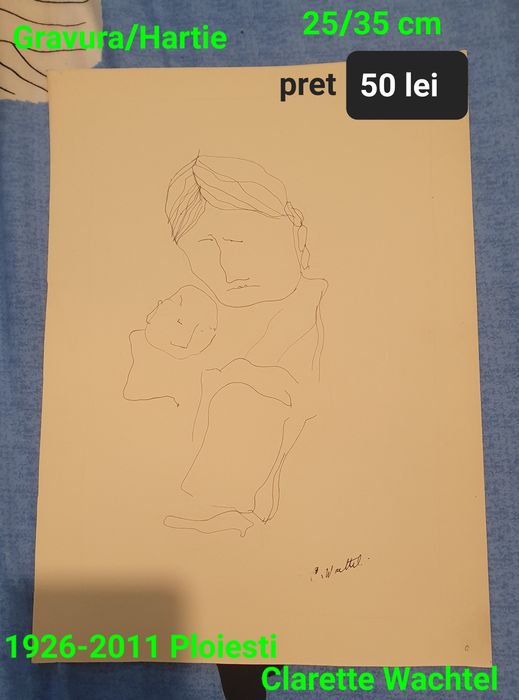 Gravura pe coala cu semnatura