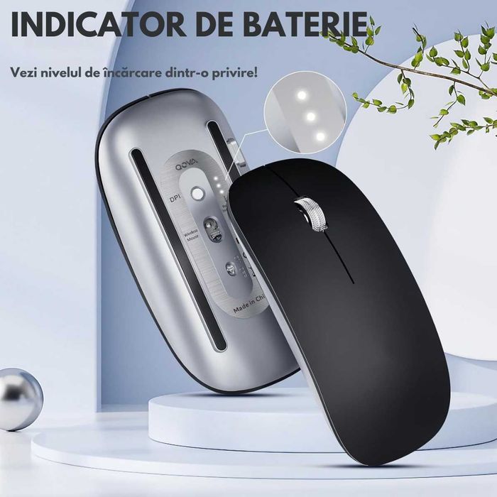 Mouse Wireless, Dual Mode Bluetooth 5.1 & 2.4GHz, Reincarcabil USB-C