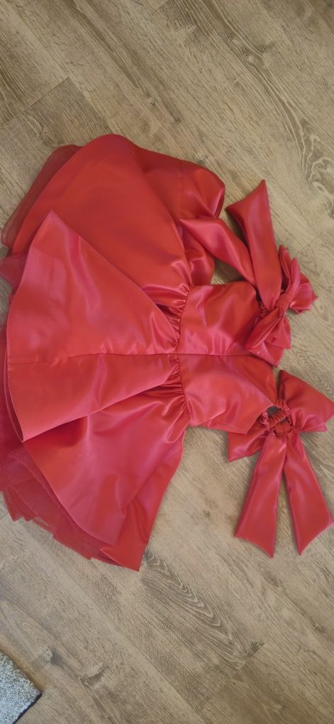 Rochie MonBebe de ocazie fete tafta cu fundite Barbie