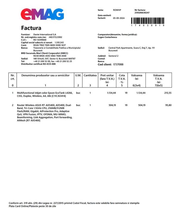 Epson EcoTank L4266, CISS, Duplex, Wireless, A4 - In garatie