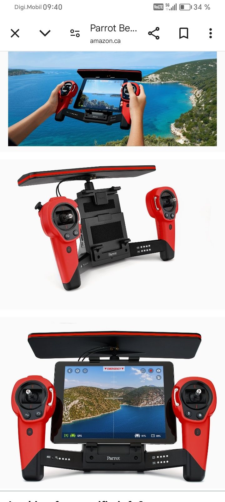 Drona Parrot BeBop Drone 14 MP Full HD 1080p Fisheye Camera SkyControl