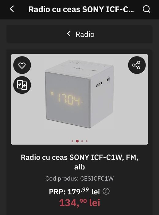 Radio cu  ceas Sony cubic