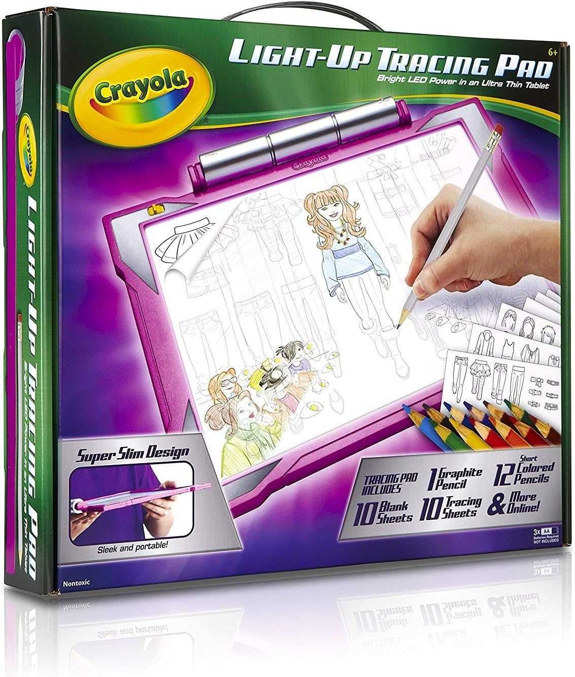 Crayola - Комплект светеща подложка за рисуване с моливи и листове