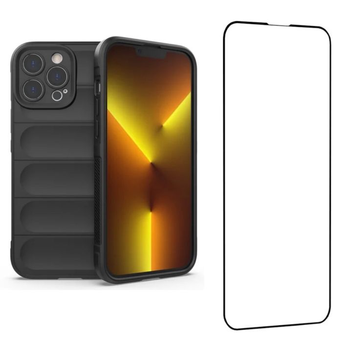 Husa Silicon Wave + Folie Sticla 11D 6D Privacy Iphone 16 PRO MAX PLUS