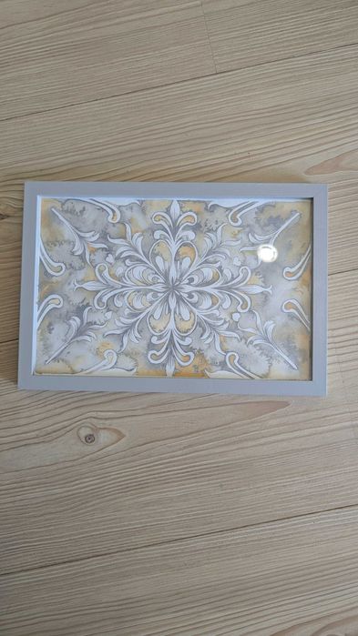 Уникална авторска картина арабеска, орнаменти в стил барок, акварел