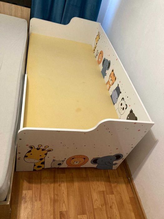 Pat copii 160x80 cu animalute