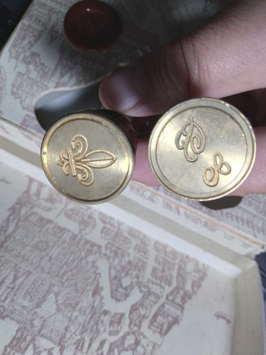 Set sigiliu stampila birou ceara blazon vechi vintage Herbin Franta