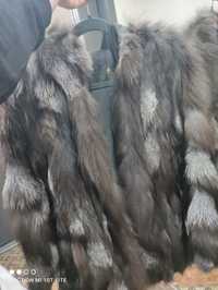 Зимно палто естествен пух сребърна лисица