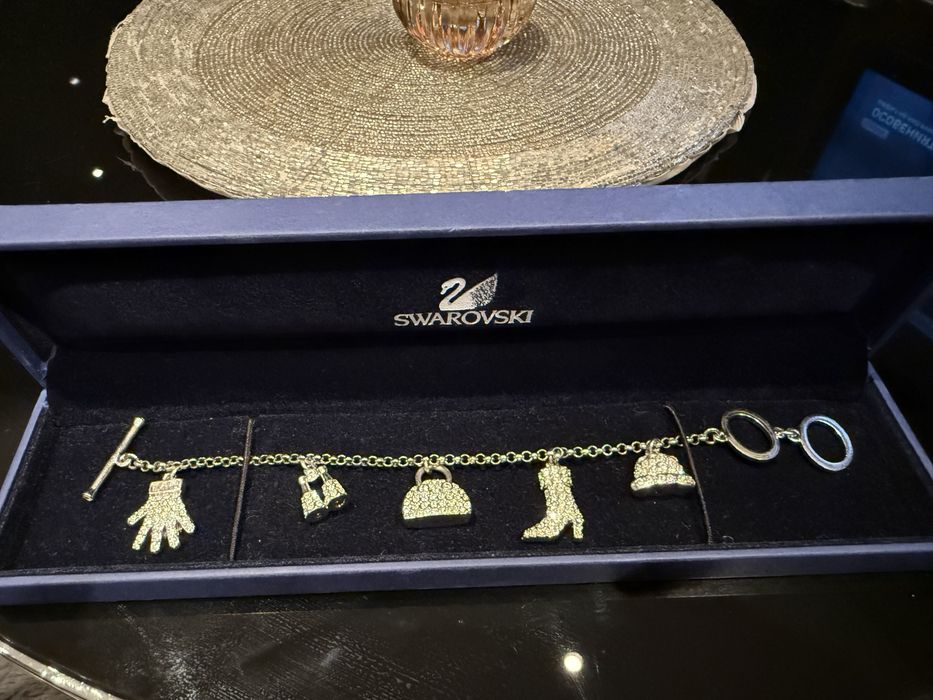 Гривна в сребрист цвят Swarovski