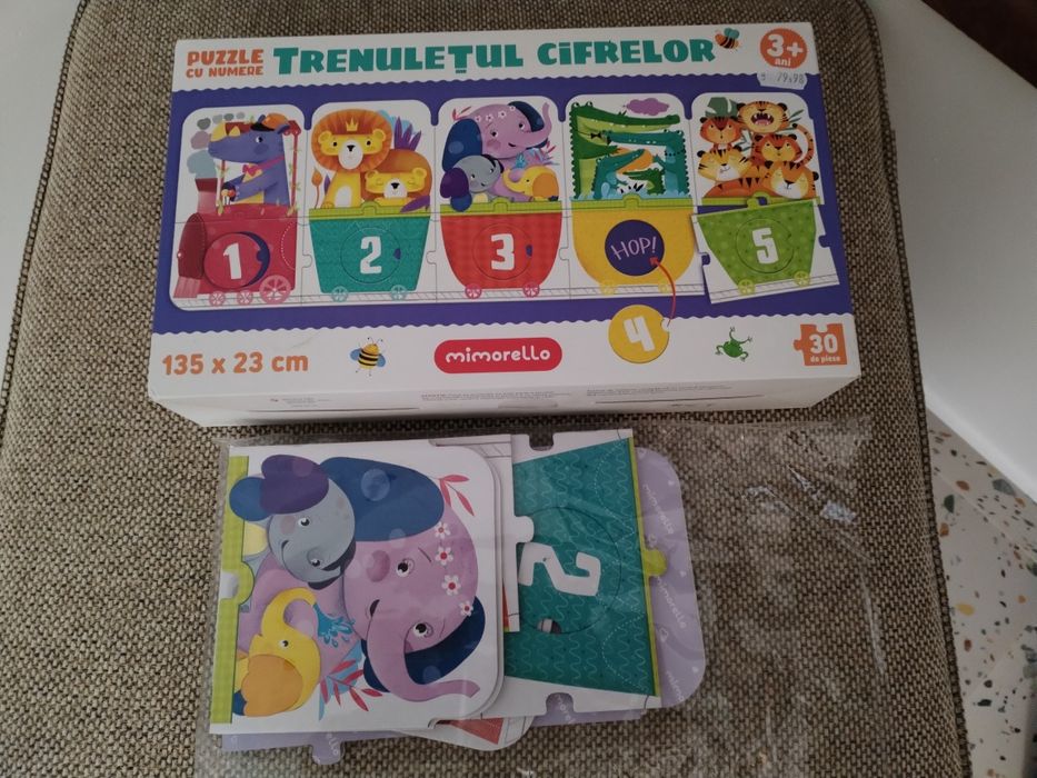 Joc educativ, puzzle cu numere: Trenulețul cifrelor!