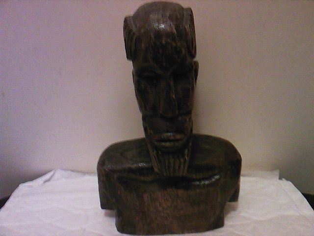 Sculptura in lemn, bust de aborigen, african