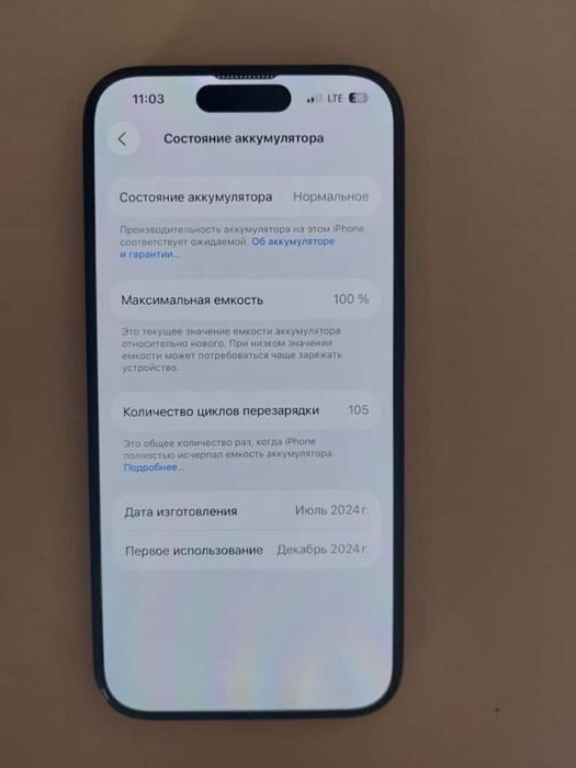 iphone 15 Pro аккумулятор 100%
