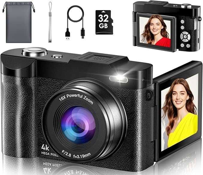 Цифрова камера 4K 48MP MaxMango с автофокус и 2.8'' въртящ се екран