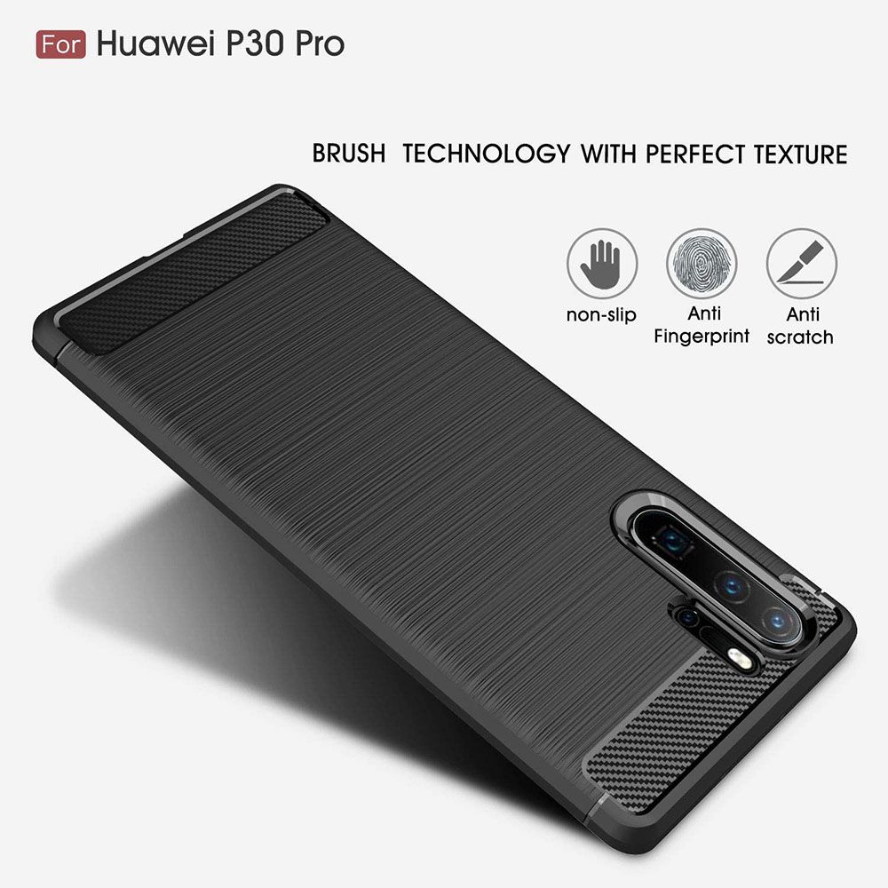 Husa pentru Huawei P30 Pro - Techsuit Carbon Silicone - Negru