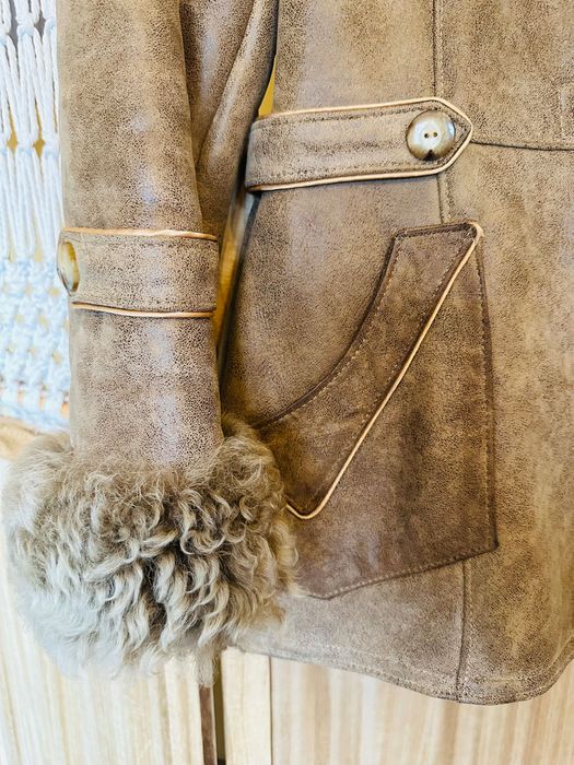 Haina dama din piele si blana oaie