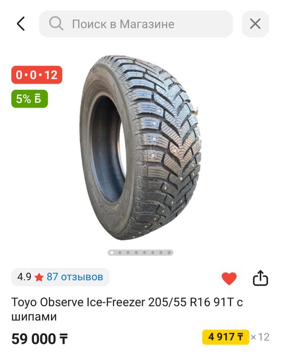 Шины Toyo Observe Ice-Freezer 205/55 R16