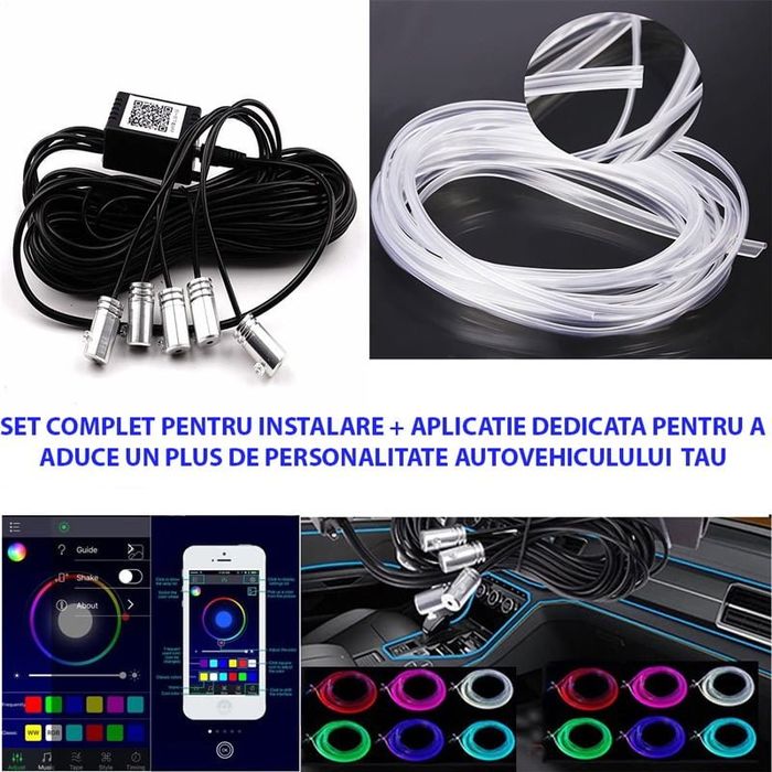 Kit fir neon interior 6m RGB cu telec. si aplicatie telefon