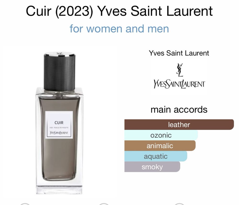 Parfum Yves Saint Laurent Cuir - Oud Feuilles de Violette
