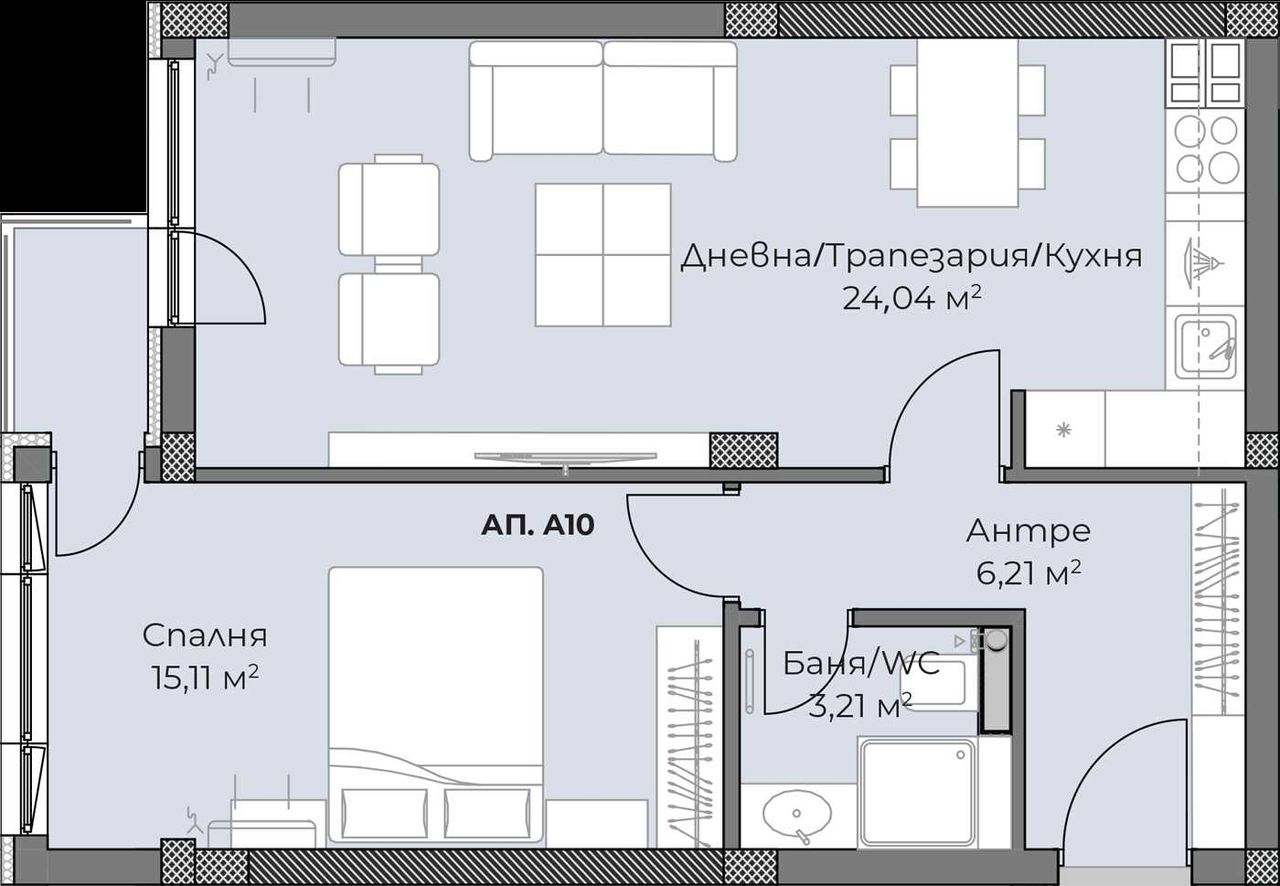 Продава се Двустаен апартамент в Пловдив, Христо Смирненски - 68 кв.м за 1506 €/кв.м - Снимка #1