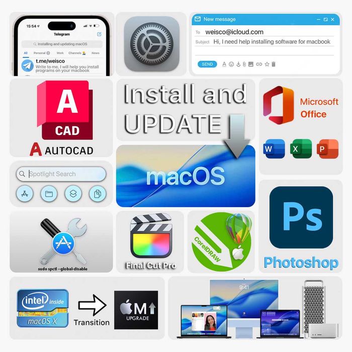 Установка Обновление Mac OS X Астана Apple программы Adobe Macbook