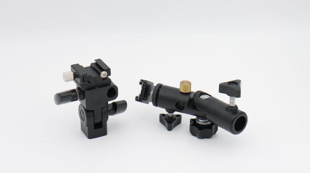 Suport blitz & umbreluță foto – compatibil hot‑shoe + stativ