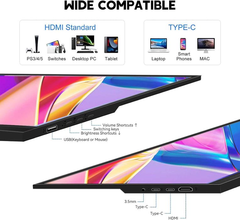 Monitor portabil 15.6inch touchscreen FHD 1920x1080 USB C HDMI IPS HDR